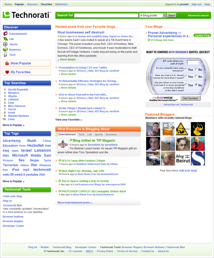 loginTechnorati homepage