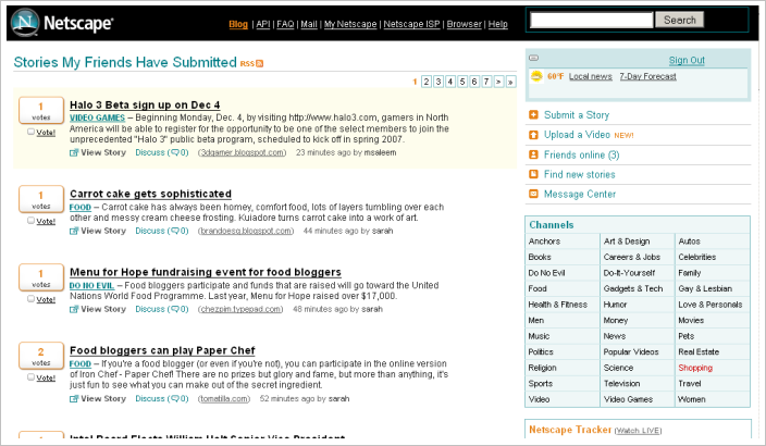 Netscape friends page